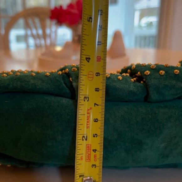 VINTAGE ISABEL | Made In the USA Emerald Green Bag with Gold Studs - Picture 14 of 16